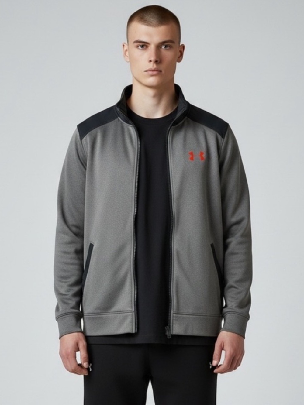 Under Armour Men's Loose Fit Full-Zip Jacket Gray With Black Size XL Outdoor's